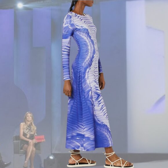 NWT - Making the Cut S3E6 Wide Crew Neck Maxi Dress - MTC3-EP6-WL - Blue - S - Picture 3 of 7